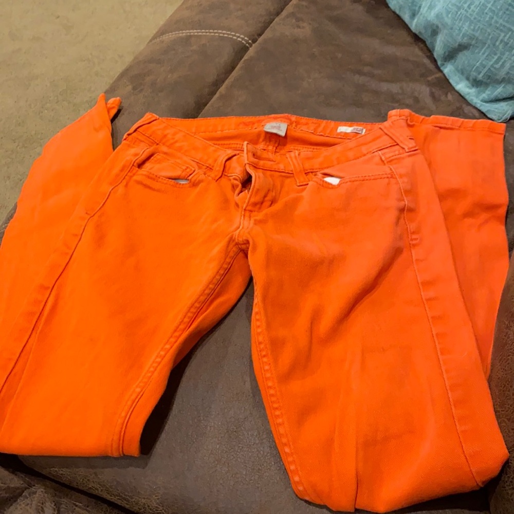 Orange super skinny jeans